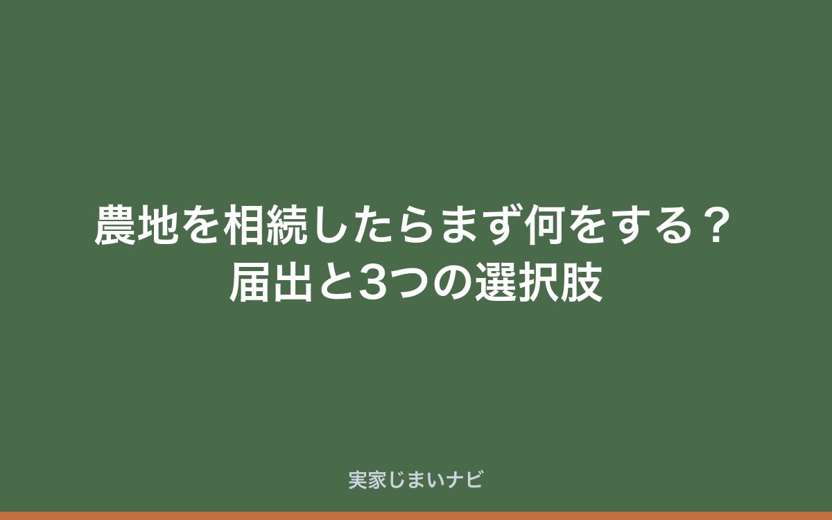 農地を相続したらまず何をする?届出と3つの選択肢